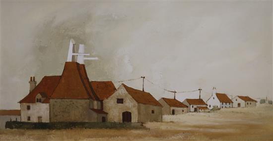 Gerald Parkinson, oil on board, Sussex Farm II, signed and dated 71 58 x 104cm.